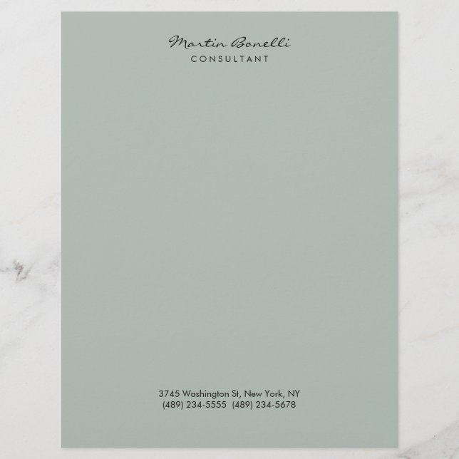Ash Gray Modernes Minimalistisches Schlicht Briefbogen (Vorderseite)