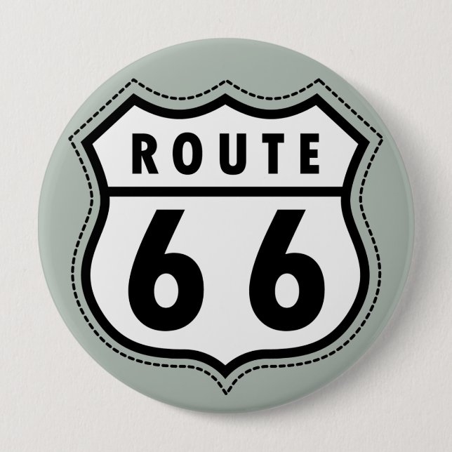 Ash Gray Route 66 Straßenschild Button (Vorderseite)