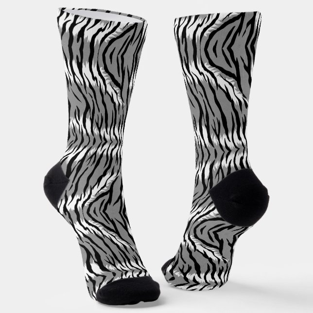 Ash Gray Tiger Skin Pattern Design  Socken (Gewinkelt)