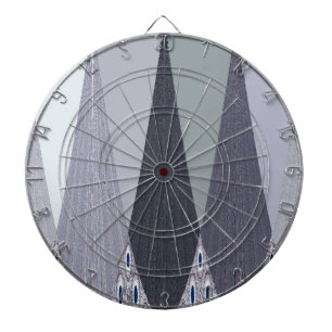 Ash Grey Zickzack Dots Art Print Dartscheibe