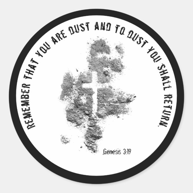 ASH Mittwoch Lent Scripture Verse Cross Dust Clubs Runder Aufkleber (Vorderseite)