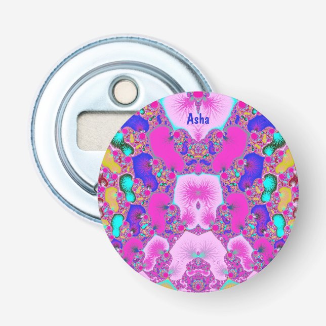 ASHA ~ Hübsche mehrfarbige ~ 3D-Fraktal Flaschenöffner (Vorderseite)