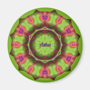 ASHA ~ Lime Green Pink Lila Gestaltung ~ Magnet