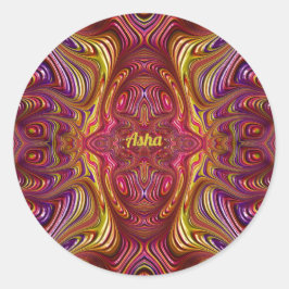 ASHA ~ mehrfarbiges Fraktal Design ~ Runder Aufkleber