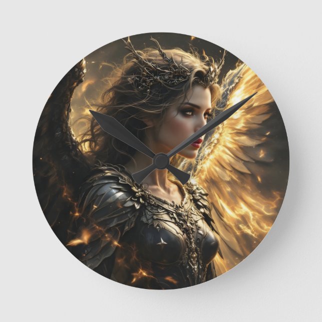 Ashenlight: Die Schattenflamme-Seraph Runde Wanduhr (Vorderseite)