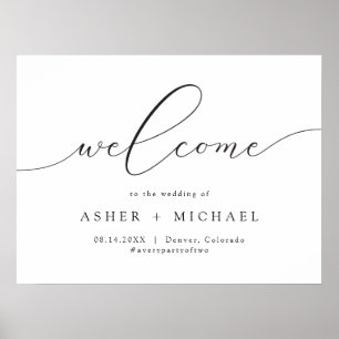 ASHER Elegant Calligraphy Script Wedding Willkomme Poster