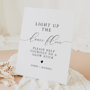 ASHER Elegant Calligraphy Wedding Glow Stick Sockelschild