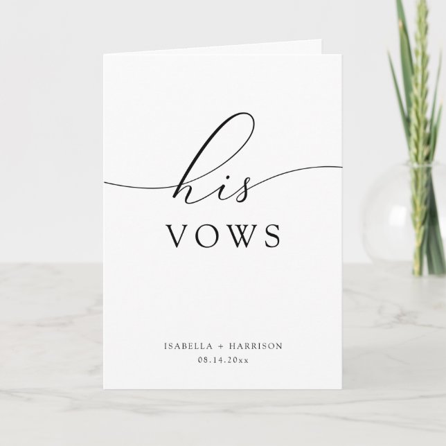 ASHER Élégante calligraphie Sa carte Vows Mariage (Devant)