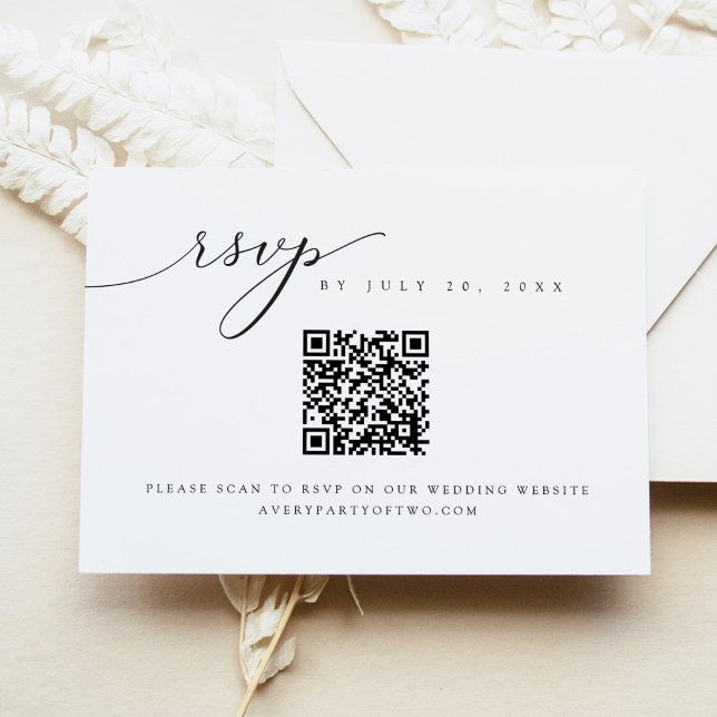 ASHER Elegante Calligraphy Script QR Code RSVP Car Einladung (Von Creator hochgeladen)