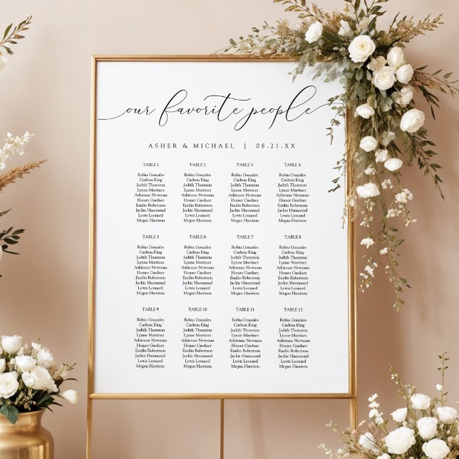 ASHER Elegante Kalligrafie Script Wedding Seating Poster (Von Creator hochgeladen)