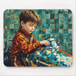 ASHER ~ Young Boy Racing Car Driver ~ Mousepad