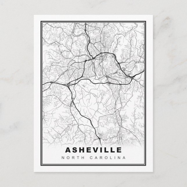 Asheville-Karte Feiertagspostkarte (Vorderseite)