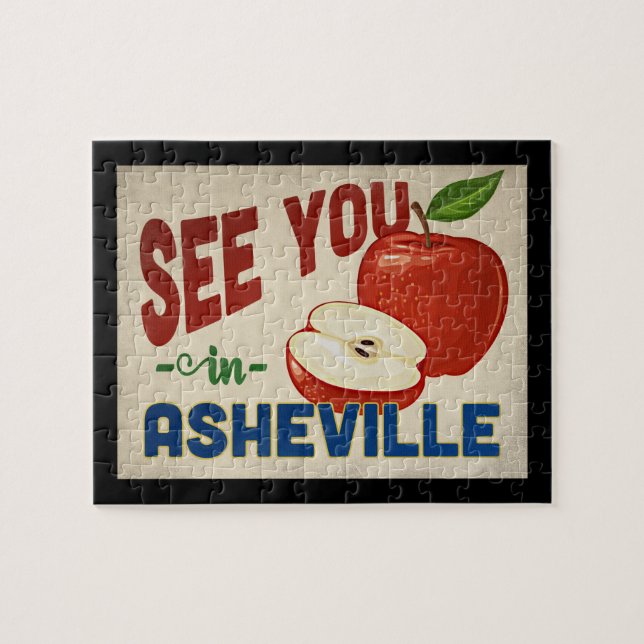 Asheville North Carolina Apple - Vintage Travel (Horizontal)