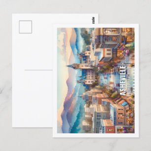 Asheville North Carolina Berühmter Ort Aquarell Postkarte