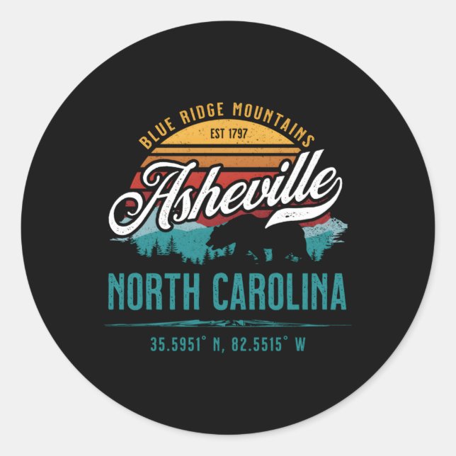 Asheville North Carolina Blue Ridge Mountains Runder Aufkleber (Vorderseite)