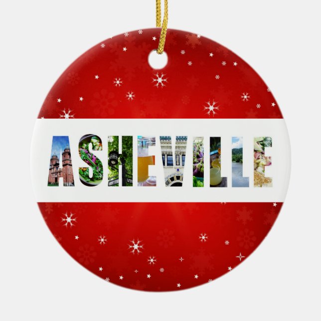 Asheville North Carolina Fotos Weihnachten Keramik Ornament (Vorne)