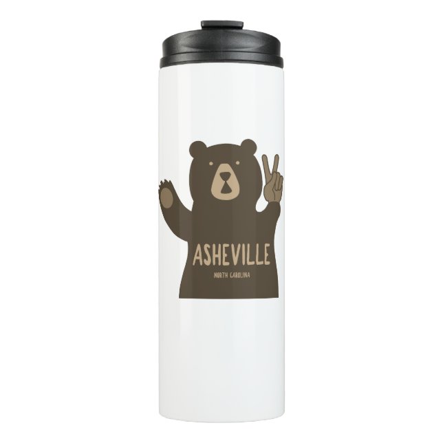 Asheville North Carolina Peace Bear Thermosbecher (Vorderseite)
