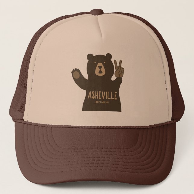 Asheville North Carolina Peace Bear Truckerkappe (Vorderseite)