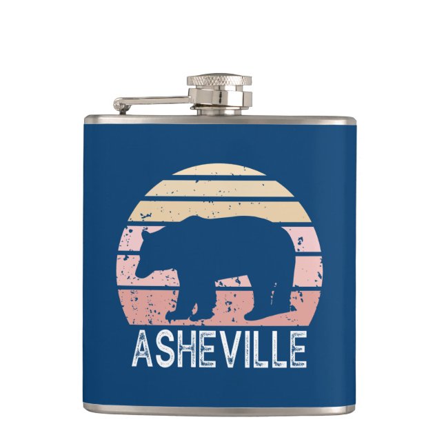Asheville North Carolina Retro Bear Flachmann (Vorderseite)