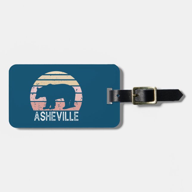 Asheville North Carolina Retro Bear Gepäckanhänger (Vorderseite horizontal)