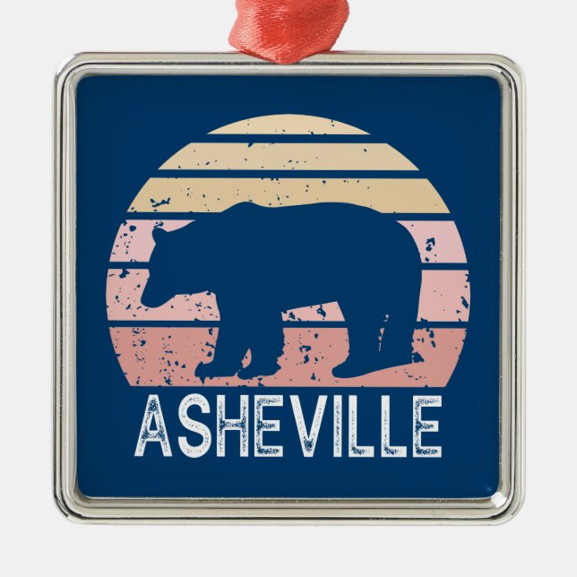 Asheville North Carolina Retro Bear Ornament Aus Metall (Vorne)
