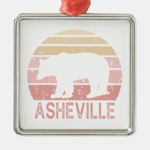 Asheville North Carolina Retro Bear Ornament Aus Metall