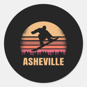 Asheville North Carolina Snowboardfahren Vintage N Runder Aufkleber