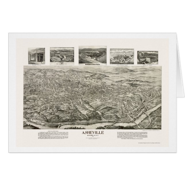 Asheville, panoramische Karte NC - 1912 (Vorderseite (Horizontal))