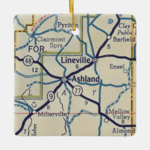 Ashland AL Vintag Map Keramikornament