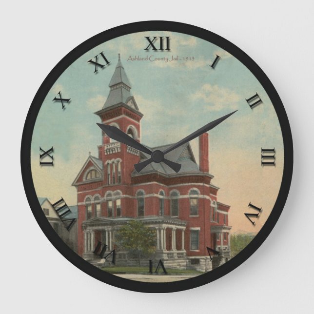 Ashland Ohio Postkarten-Uhr des Gefängnisses Große Wanduhr (Vorderseite)