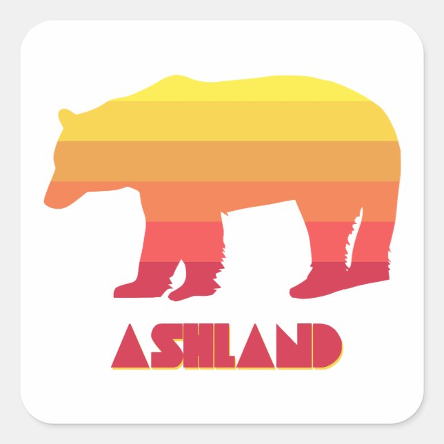 Ashland Oregon Rainbow Bear Quadratischer Aufkleber (Vorderseite)