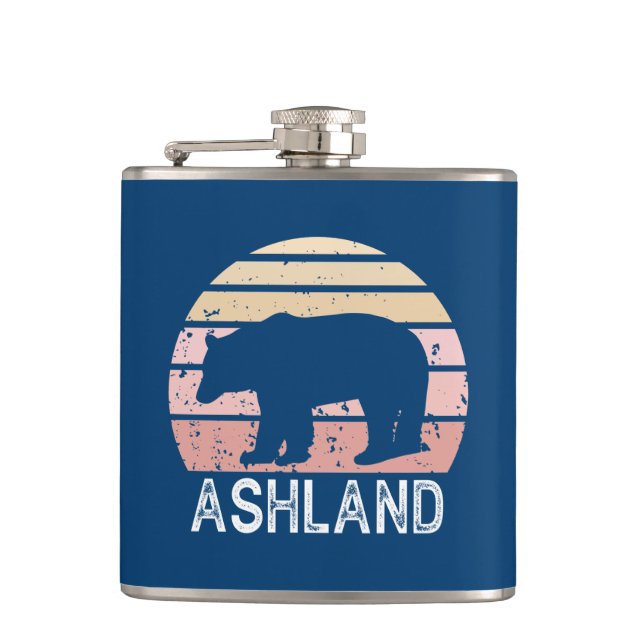 Ashland Oregon Retro Bear Flachmann (Vorderseite)