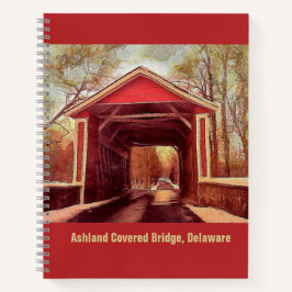 Ashland Red Covered Bridge in Delaware auf Red Not Notizbuch