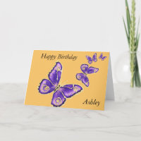 Ashley, carte pourpre de papillon de joyeux