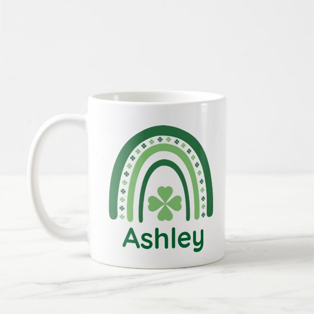 Ashley Name Clover Boho Rainbow Kaffeetasse (Links)