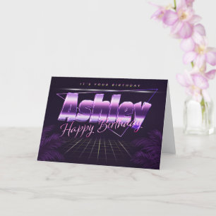 Ashley Name Vorname lila retro Karte Geburtstag