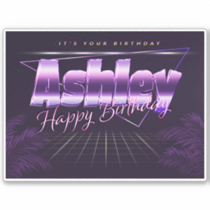 Ashley Name Vorname lila retro Sticker Geburtstag