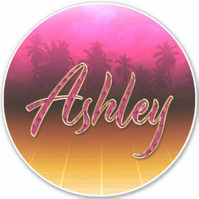 Ashley Prénom Golden Pink Autocollants (Devant)