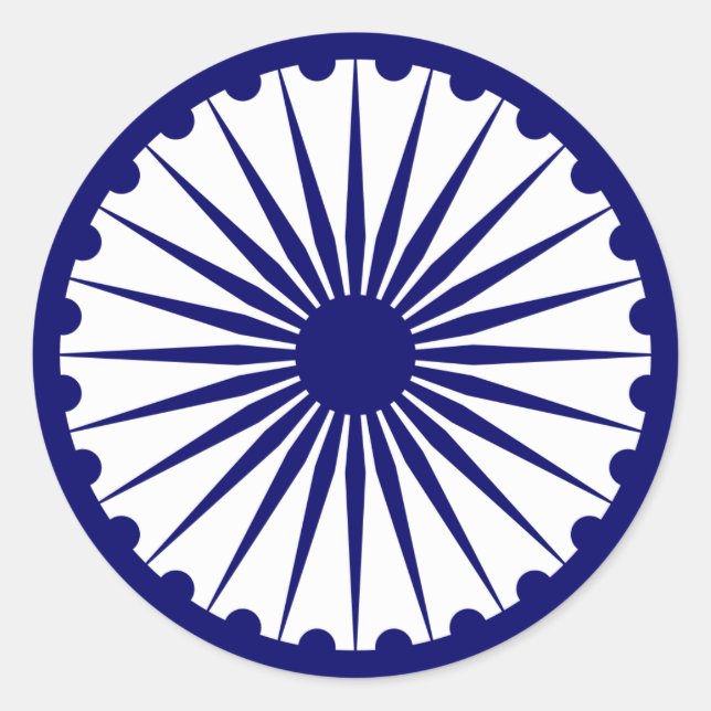 Ashokas Dharma Chakra Runder Aufkleber (Vorderseite)