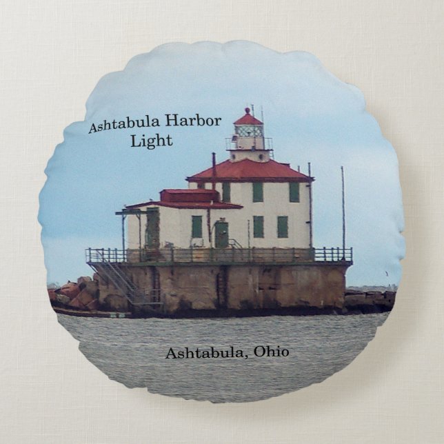 Ashtabula Harbour Leichtes Rundkissen Rundes Kissen (Vorderseite)