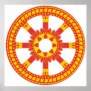 Ashtamangala Symbol Dharmachakra Rad von Dharma Poster