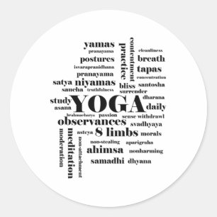 Ashtanga Yoga 8 Glieder der Wortwolke Bildung .  Runder Aufkleber