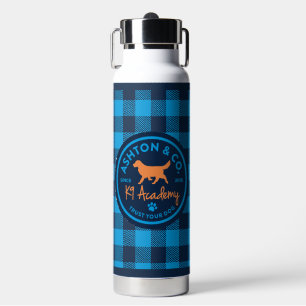 Ashton & Co. K9 Academy Blue Kariert Water Flasche