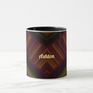ASHTON ~ GLOSSY 3D brillant noir Brown vert ~ Mug