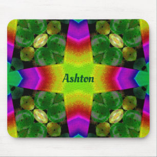 ASHTON ~ Helles Fluor Muster Personalisiert Mousepad