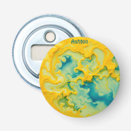 ASHTON ~ Shades of Aqua Yellow Blue 3D ~ Flaschenöffner