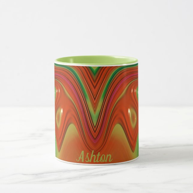 ASHTON ~ Zany 3D ~ Green Red Yellow Christmas Tasse (Zentrum)
