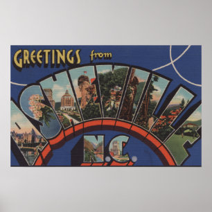 Ashville, North Carolina - große Buchstabe-Szenen Poster