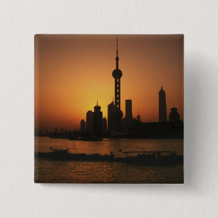ASIA, China, Shanghai View of Oriental Pearl TV Button
