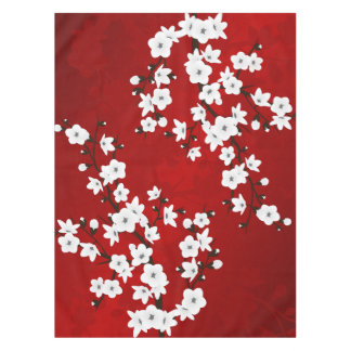 Asia Floral White Cherry Blossom Red Tischdecke